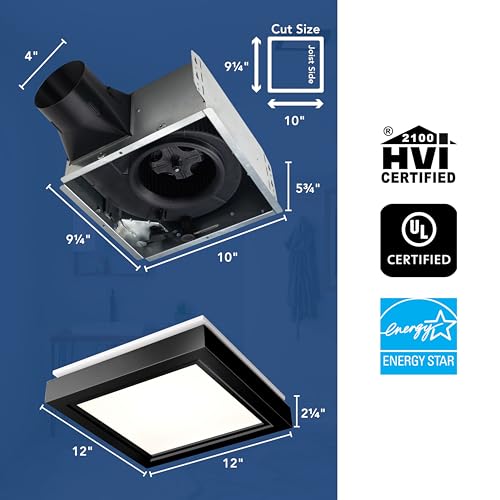 Broan-NuTone 110 CFM Decorative Bathroom Exhaust Fan with LED Light and Matte Black Trim, ENERGY STAR® certified