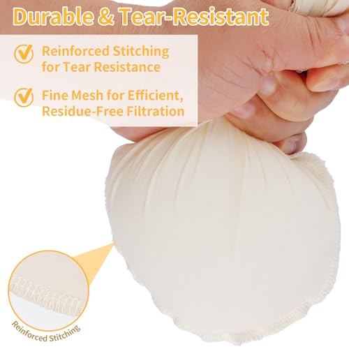 3 Pcs 12"x12" Nut Milk Bag, Cheesecloth Cheese Cloth Bag for Straining | Natural Unbleached Cotton Reusable Strainer Bag for Oat Almond Milk, Cheese Making, Yogurt, Juice, Cold Brew Coffee, Beer Tea - size: 12x12 Inch