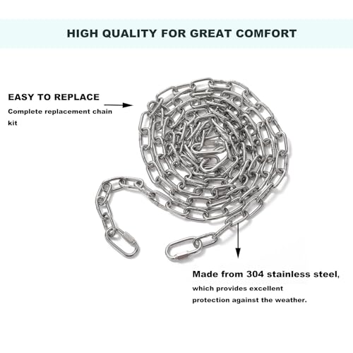 304 Stainless Steel Porch Swing Chains Kit - Fits up to 10' Ceiling | Heavy Duty, Replacement Chain for Porch Swing Set, 700LB Capacity, Ideal for Outdoor Swing Chairs, Benches, Playgrounds - size: 10 Feet Ceiling 6.5Ft*4
