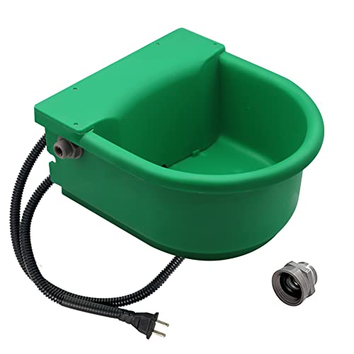 Automatic Heated Dog Waterer Bowl Feeder Constant Temperature Dispenser 3L Outdoor Thermal Bowl with Float Ball Valves for Pet Dog Horse Cattle Goat Sheep (Green) - color: Green