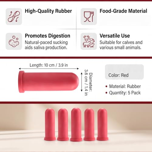 HEEPDD 5Pcs 10cm Length Rubber Calf Milk Drink Nipple | Calf Feeding Bottle Nipple Small Animal Nursing Bottle Nipples Farm Animal Feeding Supplies