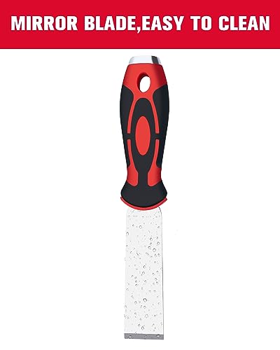 ROTATION 1.2" Stainless Steel Putty Knife, Scraper with Hammer End | Soft Grip, Heavy Duty, Extra Thick - style: 1pc