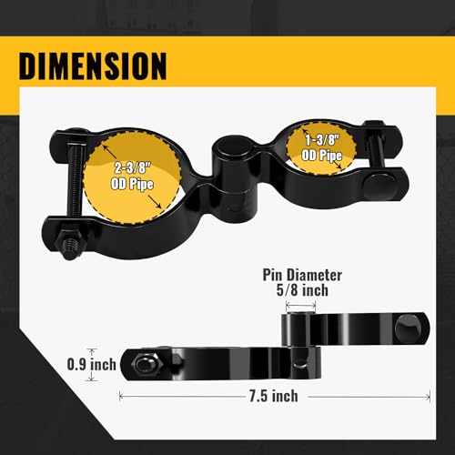 VIVIDA 1-3/8" x 2-3/8" Chain Link Fence Black Gate Hinge Kit, 2 Pack | Black Chain Link Fence Hardware, For 1-3/8" x 2-3/8" OD Pipe, Bolts & Nuts Included - color: Black (2 Set), size: 1-3/8" x 2-3/8"