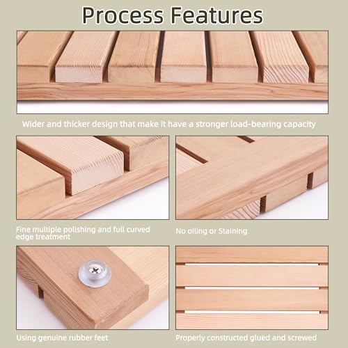 bingaai Cedar Wood Bath Mat 40"×23.6", Cedar Wooden Bath Mats, Wood Shower Stall Mat Non-Slip for Bathroom Bathtub Spa Sauna Garden Home, Wooden Floor Mat Large for Indoor and Outdoor - size: 40" x 23.63" (Rectangular)