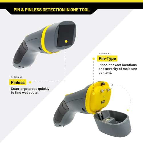 General Tools MM9 Moisture Meter for Wood, Walls & Drywall Detection | Pin & Pinless wood moisture meter for walls & drywall. Moisture detector for firewood. Ideal for moisture testing wood. - size: Pin & Pinless