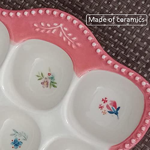 Ceramic 12 Cup Egg Tray Fresh Egg Container Egg Storage Organizer Refrigerator Egg Holder Egg Platter Tray Egg Keeper For Kitchen Decoration