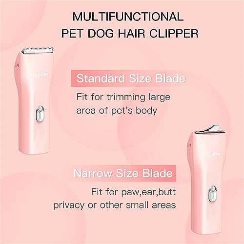 2 in 1 Prowerful Home Professional Dog Grooming Kit Clipper Low Noise USB Rechargeable Gifts for Dog Cat Pink,MTS006 - color: Mts006-pro-pink