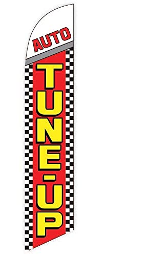 GLOBAL ADVERTISING SOLUTIONS Auto Repair Feather Flag Eye Catching Banner Sign for Business and Marketing Complete Set with 15 ft Pole Kit and Ground Spike (Auto Tune Up) - style: Auto Tune Up