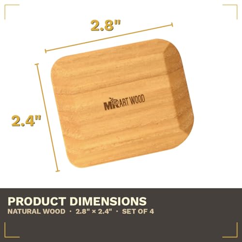 Wooden Pot Scraper Set of 4 – Wood Pan Scraper for Cast Iron, Dishes & Baking | Non-Scratch, Dish-Safe, Food-Safe | Ergonomic Kitchen Scraper Tool