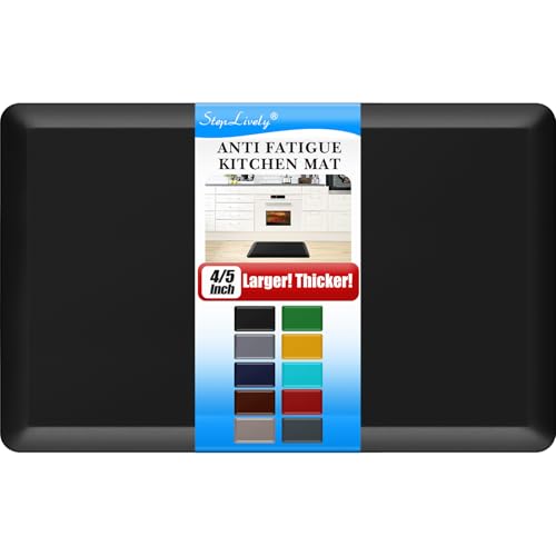 4/5 Inch Thick Kitchen Mat - Cushioned Anti Fatigue Mat for Kitchen Floor | Easy to Clean, Water Resistant, Non-Slip Thicker Rug, Standing Desk Mat for Sink, Office, Kitchen (20''x32'', Black) - color: Black, size: 32"L x 20"W x 0.8"Th