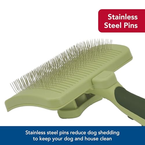 Coastal Pet Safari Dog Self-Cleaning Slicker Brush - Dog Deshedding Brush - Prevents Mats and Tangled Hair - For Dogs with Short or Long Hair - Large - 8" x 4.5" - size: Large