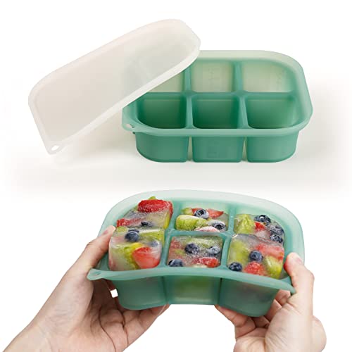 haakaa Silicone Baby Food Tray - Breastmilk Homemade Baby Food Mold - Baby Fresh Food Freezer Tray - Ice Cube Tray - - 4m+ Baby Toddler Kid - Pea Green - color: Pea Green, size: Medium