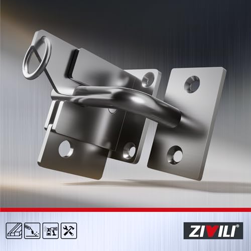 304 Stainless Steel Wooden Fence Self-Locking Gate Latch Heavy-Duty Gravity-Style Fence Gate Latch Privacy Latch, for Wooden Doors, Metal Doors, and Vinyl Fences Gate Lock Hardware - color: Silvery White