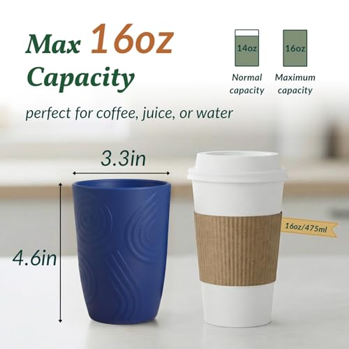 Homienly Wheat Straw Cups 16oz,Unbreakable Cups-6 PCS Freezer and Dishwasher Safe Cups for outdoor gatherings,Picnic,Travel-Blue Sky - color: Ocean, size: 16 Ounces