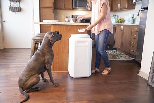Vittles Vault Traditional Dog and Cat Food Container + Scoop, Gray, 80lbs | BPA Free Plastic, Sealed Airtight for Kibble, Bird Seed, Oatmeal and More; Includes Scoop, Made in USA - size: 14.0"L x 14.0"W x 28.2"H