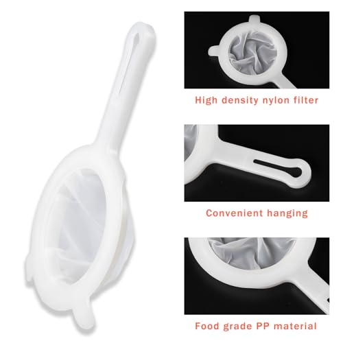 2 Pack 120 Micron Fine Mesh Strainer, Nylon and Plastic Fine Mesh Sieve for Coffee Tea Juice Broth - Reusable Easy Clean, Dishwasher Safe, Small Kitchen Strainers Set