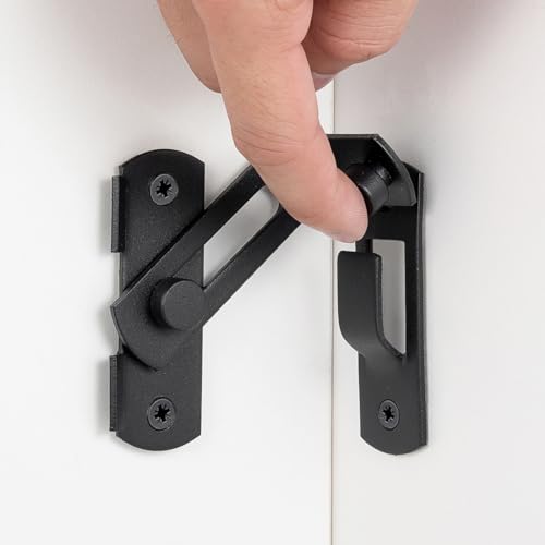 Matte Black 90 Degree Flip Barn Door Lock Latches | Stainless Steel Gate Latch,Suitable for Sliding Door,Garden Gates,Wine Cabinet,Closet,Pet Cage,French Door,Fence Gates - color: Matte Black