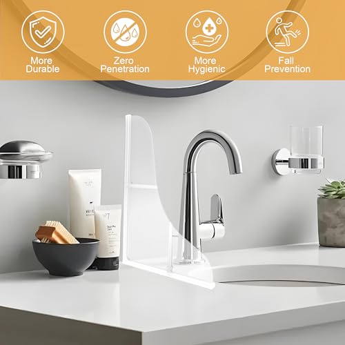 Mofason Silicone Shower Splash Guard - Splash Guard for Bathtub 2 Pack | Clear bathtub corner splash guard with adhesive; bathroom water guard for tubs, sinks, washbasin, tub splash guard shower - size: 11.5 x 9.2 inches