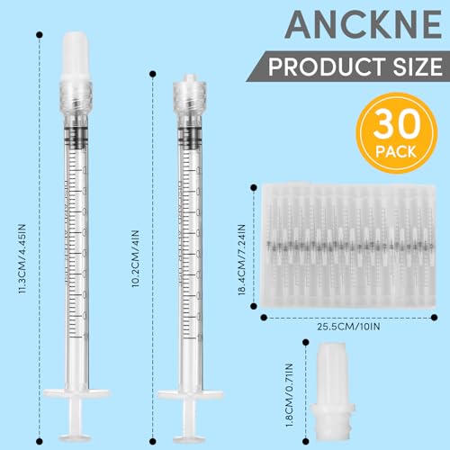 1mL Luer Lock Syringe with Cap - Without Needle - Leak-Proof Accurate Measurement - 1cc luer lock syringe for Lab Use and Home Care (30 pack) - size: 1ml Luer Lock Syring-30pcs