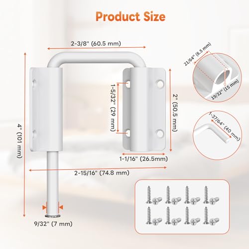 Upgraded Sliding Door Loop Lock, Gate Latches, White | 90/180 Degree Patio-Security U-Bolt Latch Lock for Barn Door, Closet, Fence, Window, Multi-Angle, Aluminum Alloy - color: White-1PC