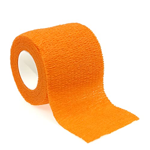 Self Adhesive Bandage Wrap Animal Cohesive Bandage Self Adherent Wrap First Aid Tape for Dogs Cats Horses Birds & Wrist Healing Ankle Sprain Swelling - color: 2 Inch Orange 12 Rolls