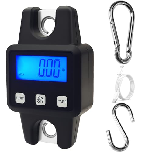 660lbs Digital Hanging Scale Type-C Rechargeable – High Precision Handheld Mini Crane Scale with S-Hook, Fishing Scale for Farm, Fishing, Hunting