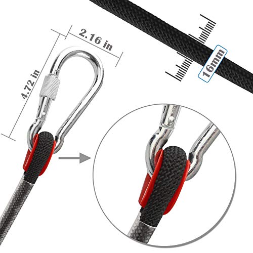 Static Climbing Ropes 35FT,50FT,100FT,150FT,200FT,250FT(Diam 10mm,16mm) - color: Black(diam 16mm), size: 50 FT