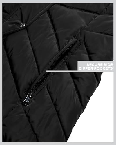 Madden Girl Womens Winter Jacket, Long Maxi Puffer Coat, Hooded Parka | Weather Resistant Full Length Warmth, Zipper and Button Closure, Cozy Insulated Hood, Zip Pockets Cold Weather Ready - color: Black, size: 1X