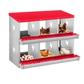 6-Compartment Chicken Nesting Box, Heavy Duty Galvanized Steel Poultry Nest Box, Wall Mount/Freestanding Design for Hens, Ducks, Backyard Homesteads & Farm Use, Red, 10 Mats &4 Eggs, No Stand - color: Red, size: 6 Room&Mat eggs