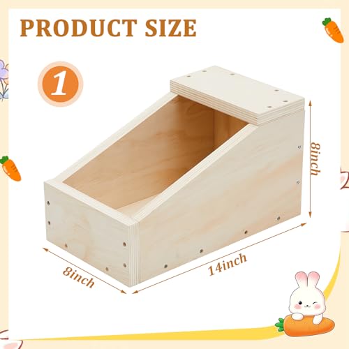 Maxcheck 1 Pack Wood Rabbit Nesting Box, 14x8x8 Inch Wooden Hutch Hideout for Breeding, Natural Burrow Den Alternative for Rabbits & Small Animals - size: 14x8x8 Inch