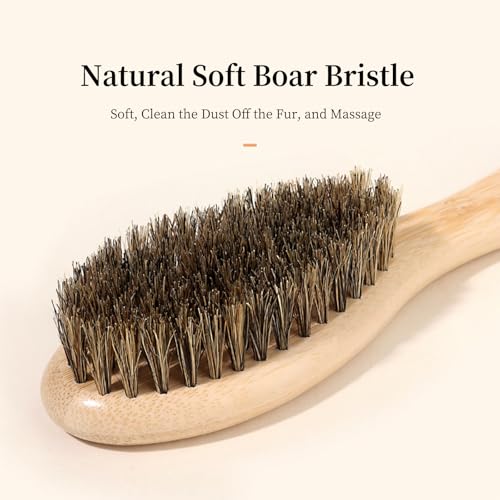 Soft Boar Bristle Dog Brush for Short Haired, Ideal Pet Hair Brush | Gentle Deshedding & Grooming Tool, Puppy Essentials for Grooming and Shedding