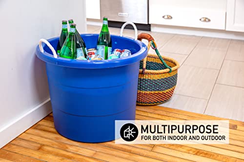 United Solutions Easy-Access Storage Rope Handle Tub, 19 Gallon, Blue, 2 Count (TU0335)