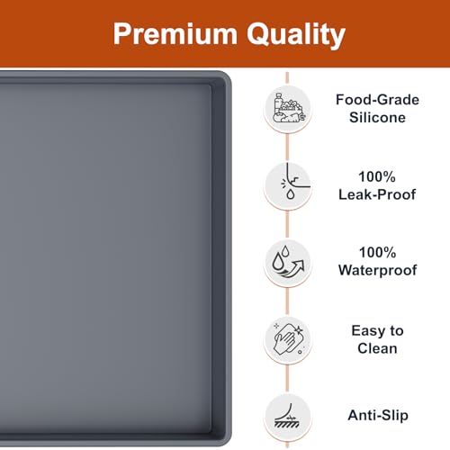 19" x 28" Extra Thick Silicone Mat Waterproof with Raised Edge, Gray | Under Sink Mat for Kitchen & Bathroom, Kitchen Cabinet Liner, Multi-Purpose for Storage & Protection - color: Gray, size: 19"L x 28"W