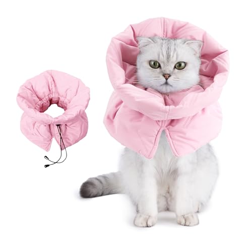 Adjustable Cat Recovery Cone Collar, Lightweight Soft Cat E-Collar Alternative After Spay, Waterproof Comfy Collars to Stop Licking Wound After Surgery, Protective Cone for Kittens/Puppies - color: Rose Quartz, size: Small