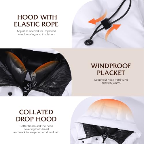 IKAZZ Women's Winter Coats, Thickened Warm Insulated Vegan Down Long Parka Jacket with Hood - color: White, size: Medium