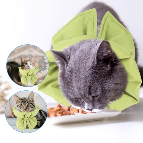 BOXOB Soft & Light Adjustable Recovery Collar for Cats & Dogs (Green) | Adjustable Waterproof Polyester Cat Cone Collar Easy to Wear & Take off for Cat Dog Grooming Nail Trimming & Skin Nursing - color: Green