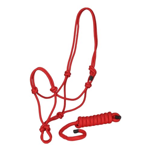 TuffRider Rugged Rope Halter with Matching 6 Foot Lead - color: Red