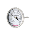 Bimetal Thermometer, Full Stainless Steel, 3" Dial Size, 4" Stem, 1/2" NPT Back Mount, 0-250 Deg F/-20-120 Deg C, 1% Accuracy - size: L=4"
