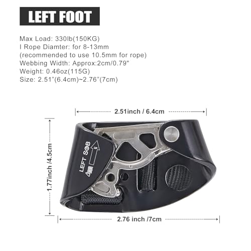 SOB Quick Step Foot Ascender,Outdoor Rock Climbing Tree Arborist, Mountaineering Equipment Climbing Rappelling Device for 8-13mm Rope
