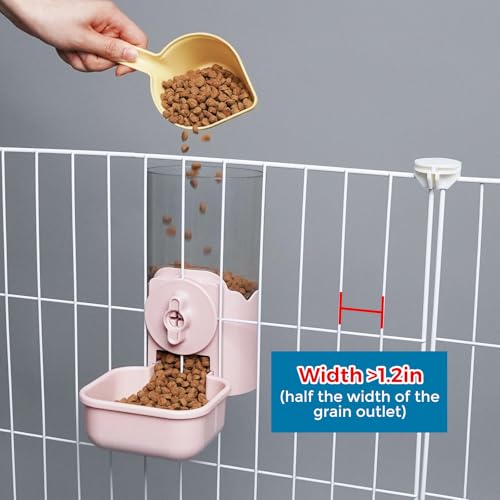 VANNON Small Animal Hanging Automatic Food Dispenser, 35oz Gravity Pet Feeder for Cage, Food Bowl for Rabbit Puppy Cat Ferret Guinea Pig Chinchilla Parrot (Pink) - color: Pink