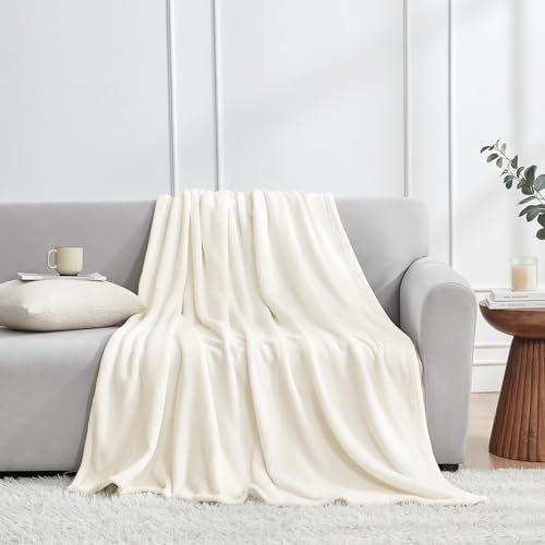 Hansleep Twin Beige Fleece Blanket, Soft Flannel Bed Blanket | Fuzzy Cozy Blanket 60x80 Inches, Multi-use for Bed, Sofa, Couch, Travel, Camping, All Season Warm Lightweight Cover - color: Beige, size: Twin (60x80 Inches)