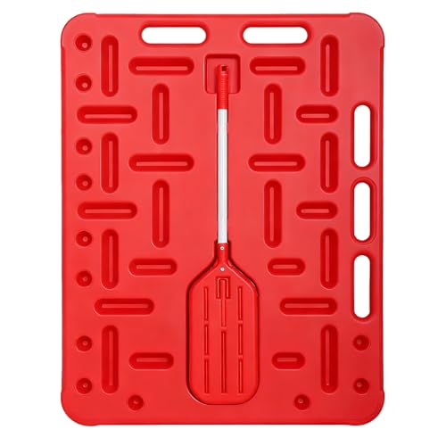 Danbark Livestock Sorting Panel with Paddle, Lightweight Animal Handling Equipment for Hogs, Sheep, Goats, Cattle, Portable Farm Fencing & Crowding Gate (Red, Medium 38x30")