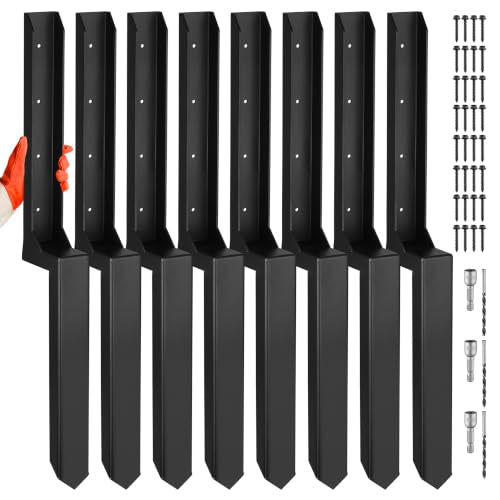 Fence Post Repair Kit, Heavy Duty One-Piece Steel Anchor & Stakes for Repair Broken Tilted Leaning Wood Posts, Rust-Proof Easy Installation, Upgraded 11-Gauge Thickness (8 Pack) - color: 8 Pack