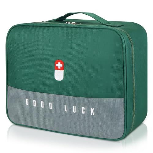 First Aid Bag Empty, Multifunction Emergency Medicine Storage Bag for Outdoor Camping Hiking Travel Emergency (Green)