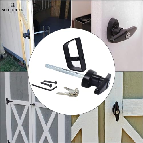6½" T-Handle Shed Door Lock Handle with Lock Keyed Alike Garage t Handle Shed Latch Hardware Locking Handle 6.5" T-Handle Lock with 4 Keys & Allen Wrench 1kit - size: 6½" T-Handle Lock 1kit