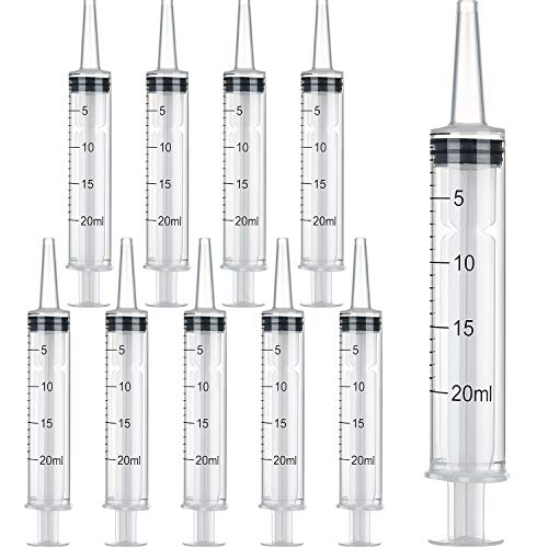 Boao 10 Pack Plastic Syringes Without Needle for Epoxy Resin,20 Ml | Measuring Syringe for Precise Measuring, Epoxy Applicator in Resin Crafts Labs Pet Feeding Oil Glue liquid Dispensing - size: 20 ML