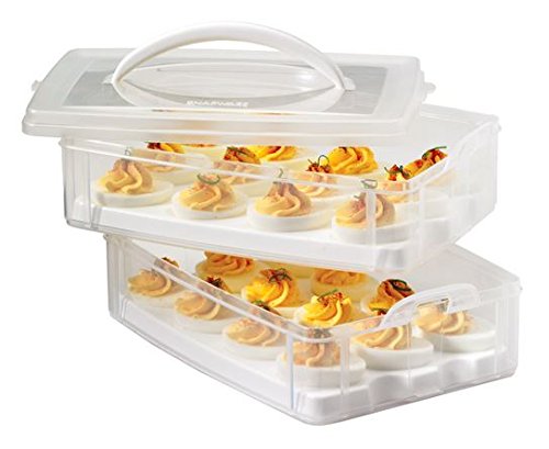 Snapware (2-Layer,24 Eggs Plastic Detachable Deviled Egg Carrier Storage Container With Lid and Handle,Freezer Dishwasher Microwave Safe,(Pack of 6) - size: Medium (Pack of 6)