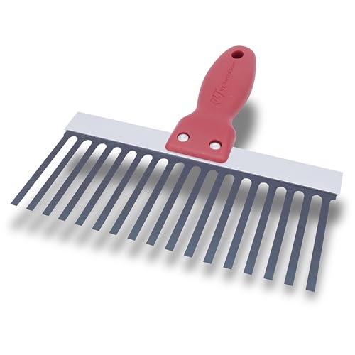 MARSHALLTOWN Scarifier, 8 Inch, Plaster Undercoat Prep Tool | 8 Inch Wide Steel Scarifier, 3 x 1/4 Inch Blue Steel Tines, Soft Grip Handle, Preps Plaster Undercoat, 722 - size: 8 Inch