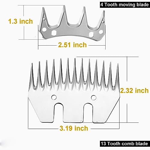 3 Set 13 Tooth Sheep Shears Replacement Blades PRO Universal Blade for All Major Brands Oster GDJOB TAKEKIT BEETRO Dragro Lister Heiniger Clippers for Sheep Alpacas Goats (13 Tooth Silver) - color: 3 Set 13 Tooth Silver