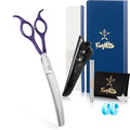 High-end Professional Dog Grooming Curved Thinning Scissors Teeth Blending Shears Pet Texturizing Thinner Blender Shears 7 Inch Extremely Very Sharp Made Of Stainless Steel Alloy For Dog Cat Groomer - color: 7inch Curved Thinning Shears